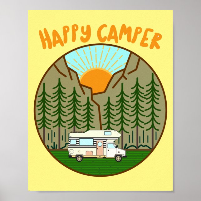 Poster Happy camper - Vanlife graphique #7 (Devant)