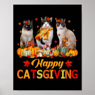Poster Happy Catsgiving Siamese Chat Automne Automne Vibe