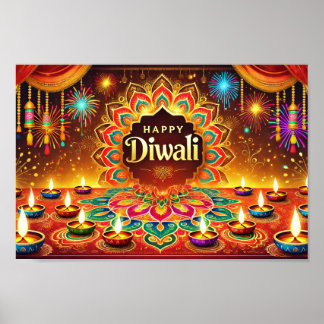 Poster Happy Diwali - Célébrer le Festival de la Lumière