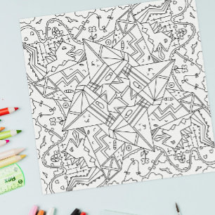 Poster Happy Doodles : Page de coloriage Origami Pays des