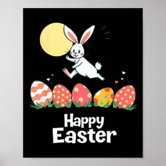 Poster Happy Easter Bunny Easter Outfit Egg Nest Flower R