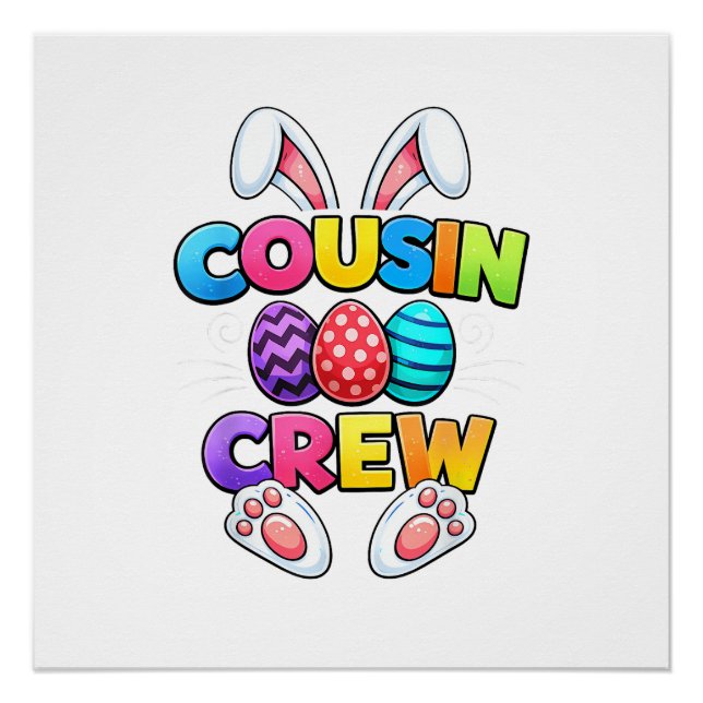 Poster Happy Easter Cousin Crew Bunny Family Matching Eas (Devant)