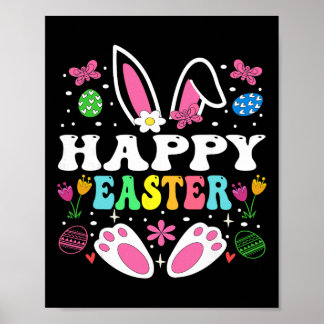Poster Happy Easter Day, Cute Colorful Egg Hunting Women 