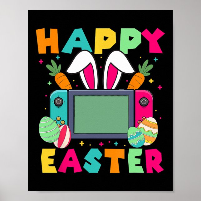 Poster Happy Easter Video Game Bunny Gaming Controller Ga (Devant)