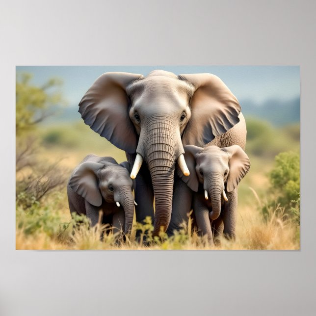 Poster Happy Elephant Family (Devant)