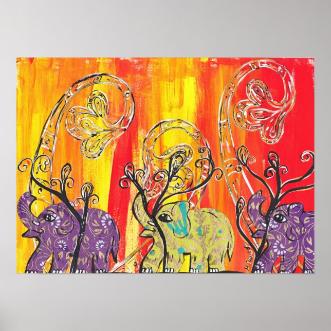 Poster Happy Elephant Parade Print (Devant)