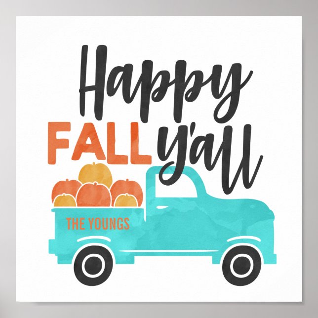 Poster Happy Fall Y'all Décor pour l'automne (Devant)