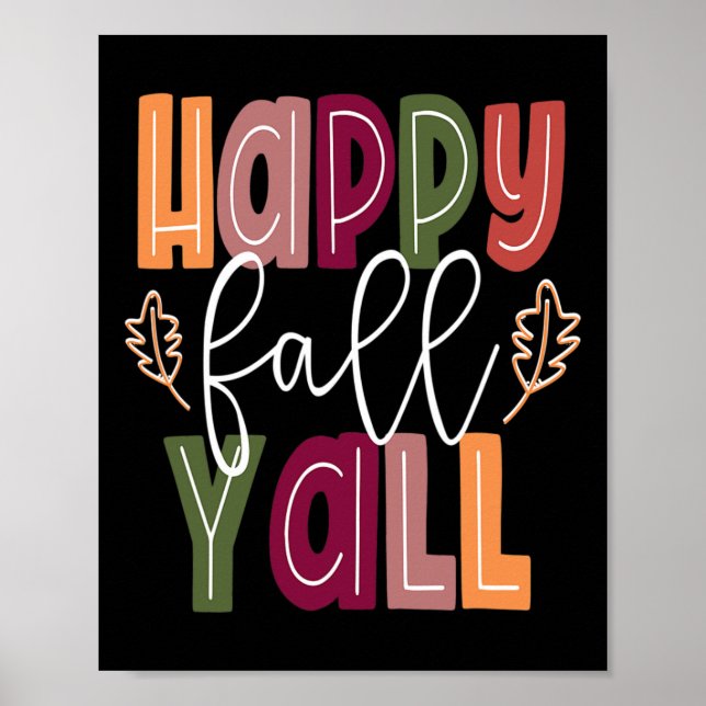 Poster Happy Fall Yall Pumkin Thanksgiving Halloween Cut (Devant)