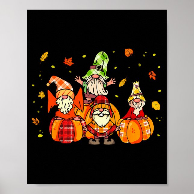 Poster Happy Fall Yall Shirt Buffalo Pumpkin Autumn Gnome (Devant)