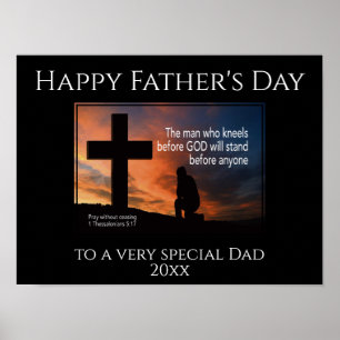 Poster Happy Father's Day MAN OMS KNEELS BEFORE GOD
