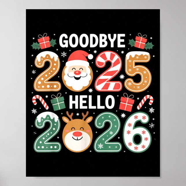 Poster Happy Goodbye 2025 Hello 2026 Festive New Year Loo (Devant)