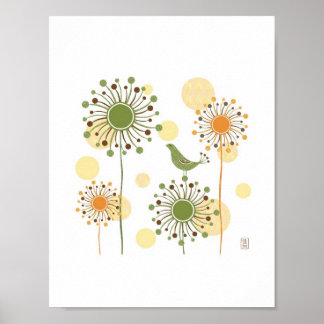 Poster Happy Green Bird Imprimer 7x7