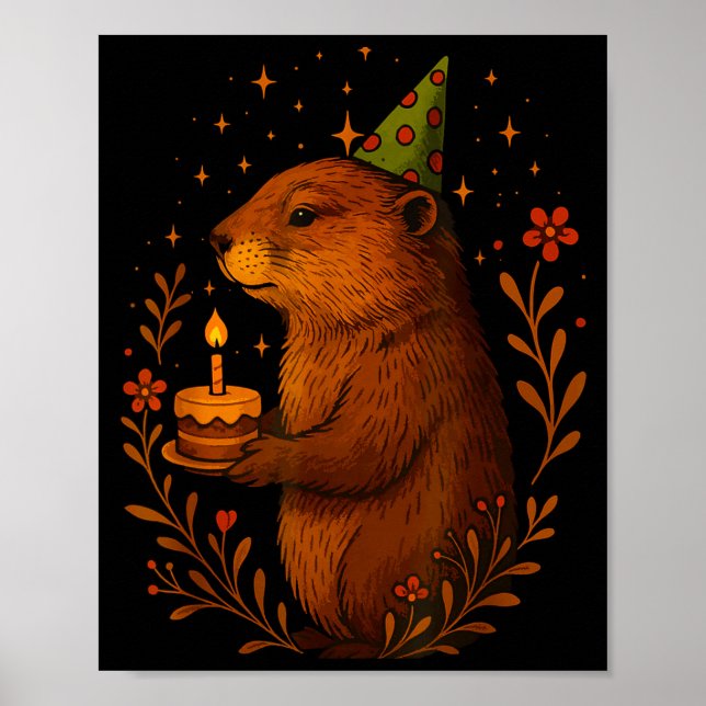 Poster Happy Groundhog Day Holiday Funny Groundhound Birt (Devant)