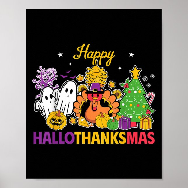 Poster Happy Hallothanksmas Halloween Thanksgiving Christ (Devant)