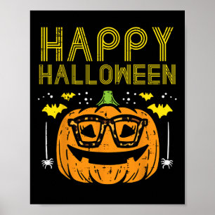 Poster Happy Halloween Citrouille lunettes costume femmes
