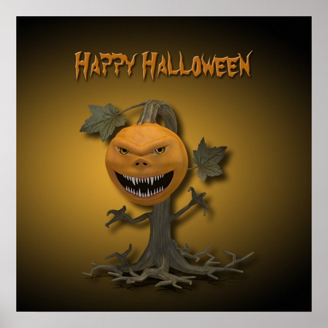 Poster Happy Halloween Citrouille Tree (Devant)