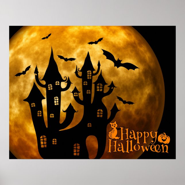 Poster Happy Halloween (Pleine lune) (Devant)