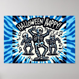 Poster Happy Halloween Skeletons : Dance Party Cravate-Dy