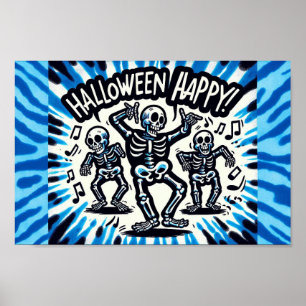 Poster Happy Halloween Skeletons : Dance Party Cravate-Dy