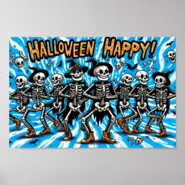 Poster Happy Halloween Skeletons : Dancing Crew