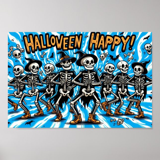 Poster Happy Halloween Skeletons : Dancing Crew (Devant)