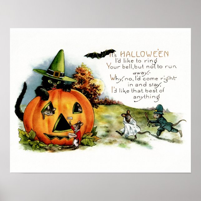 Poster Happy Halloween Vintage Halloween carte postale Ar (Devant)