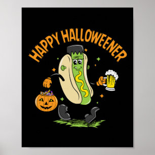 Poster Happy Halloweener Cute Halloween Party Hot-dog Bee