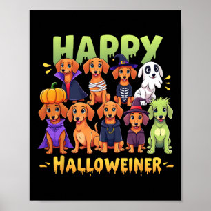 Poster Happy Halloweiner Chien Propriétaires Drôle Hallow