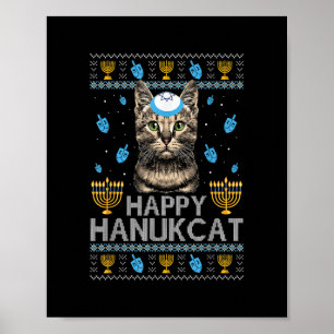 Poster Happy Hanukcat Ugly Hanukkah Sweater Maine Coon Ca