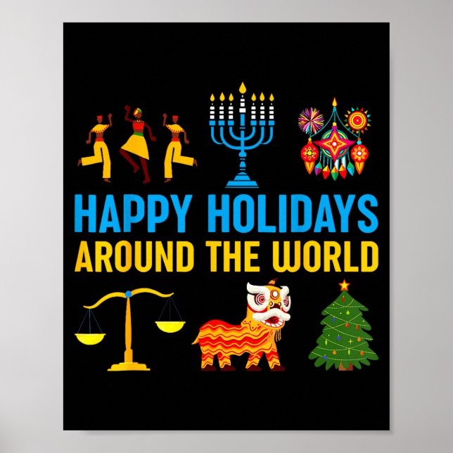 Poster Happy Holidays Around The World Multicultural Matc (Devant)