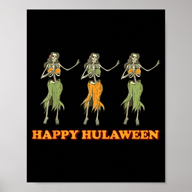Poster Happy Hulaween Hawaii Themed Halloween Skeleton Vi (Devant)