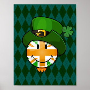 Poster Happy irish Union Jack Flag in a Leprechaun Hat