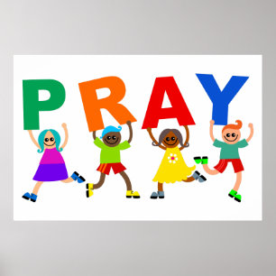 Poster Happy Kids Faith Pray mignon Dessin Expression Tex