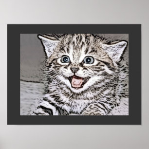 Poster Happy Kitten Effets de photocopie
