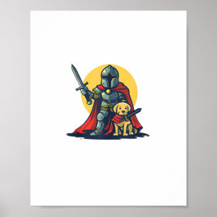 Poster Happy Knight avec chien pour adultes et enfants am
