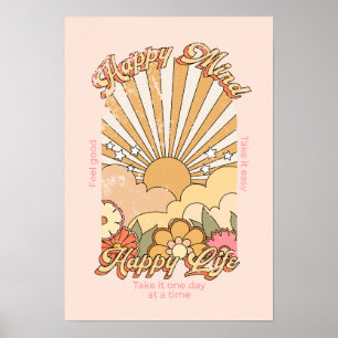 Poster Happy Mind Happy Life Hippy Vibes Super