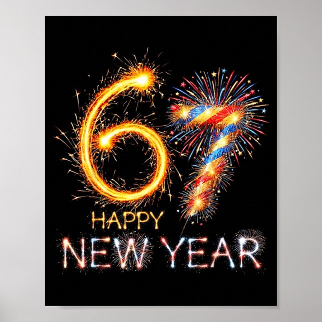 Poster Happy New Year 2026 67th Bday Fireworks Number 67  (Devant)