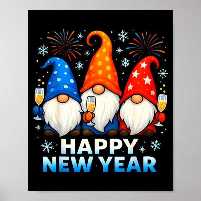 Poster Happy New Year 2026 Gnomes Matching Family New Yea (Devant)
