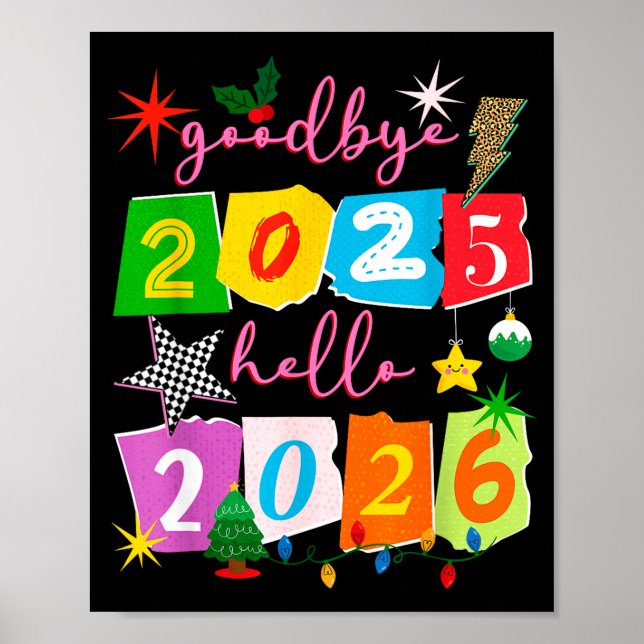 Poster Happy New Year 2026 Goodbye 2025 Hello 2026  (Devant)