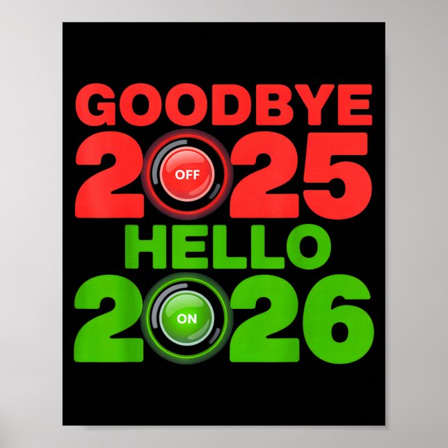 Poster Happy New Year 2026 Goodbye 2025 Hello 2026  (Devant)