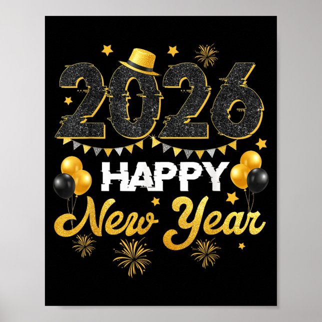 Poster Happy New Year 2026 New Year's Eve Party Countdown (Devant)