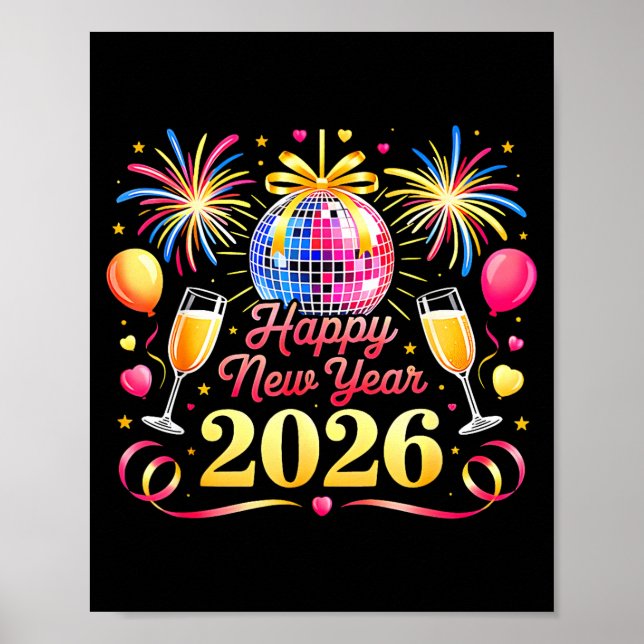 Poster Happy New Year 2026 New Years Eve Party Countdown  (Devant)