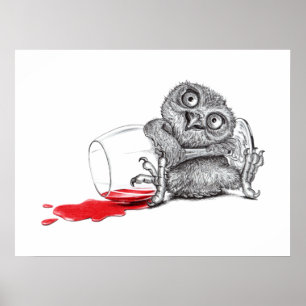 Poster Happy Owl - Boire