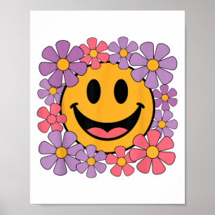 Poster Happy Retro Daisy Smile Face Preppy Hommes esthéti