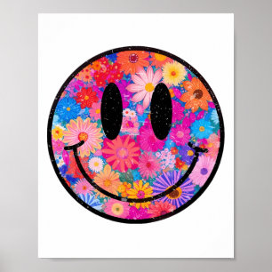 Poster Happy Retro Daisy Smile Face Preppy Hommes esthéti