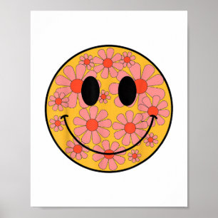 Poster Happy Retro Daisy Smile Face Preppy Hommes esthéti