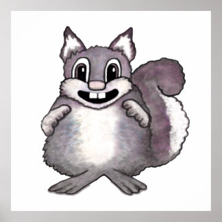 Poster Happy Squirrel Cartoon Drawing 