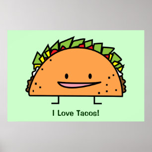 Poster Happy Taco coquille viande de boeuf salsa cuisine