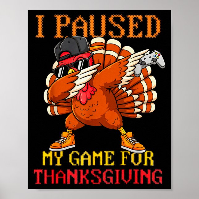 Poster Happy Thanksgiving Gaming Fall Turkey Gamer Boys K (Devant)