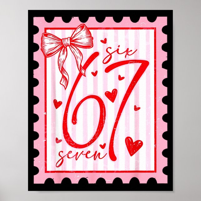 Poster Happy Valentine’s Day 67 Meme Hearts Coquette Bow  (Devant)